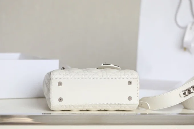 Dior My Lady Women’s Handbag White Silver Lock 20×16.5 cm product view 7