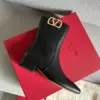 Valentino Women Black Leather Ankle Boots — Side-Zip VLogo Detail product view 4