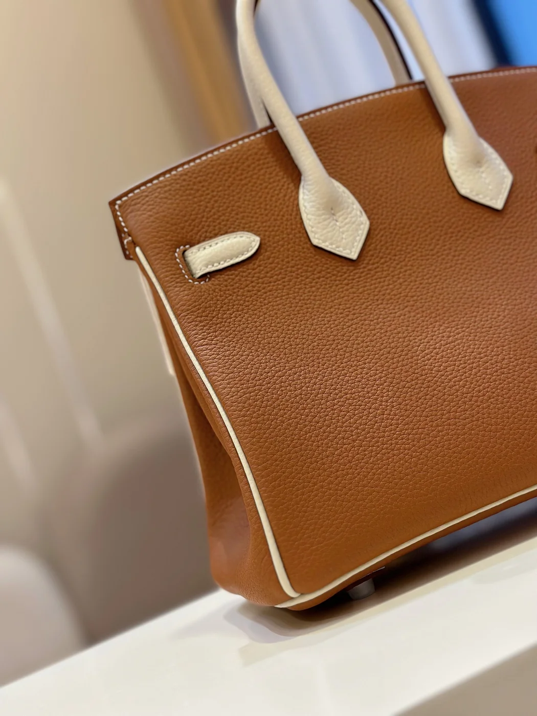 Hermès Birkin 30 Brown/Beige Customize Palladium Hardware Bag product view 3