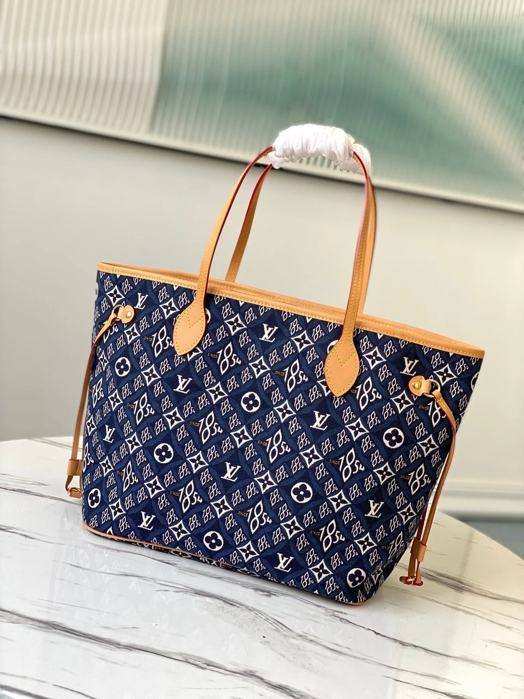 Louis Vuitton Neverfull MM Bag — Navy Blue 1854 Pattern product view 3