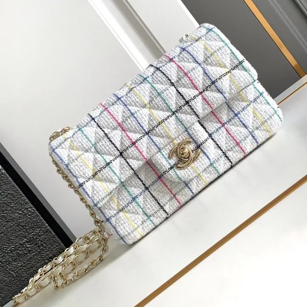 Chanel Medium 25 Classic Bag In Light Pink Mix Black Wool Tweed product photo