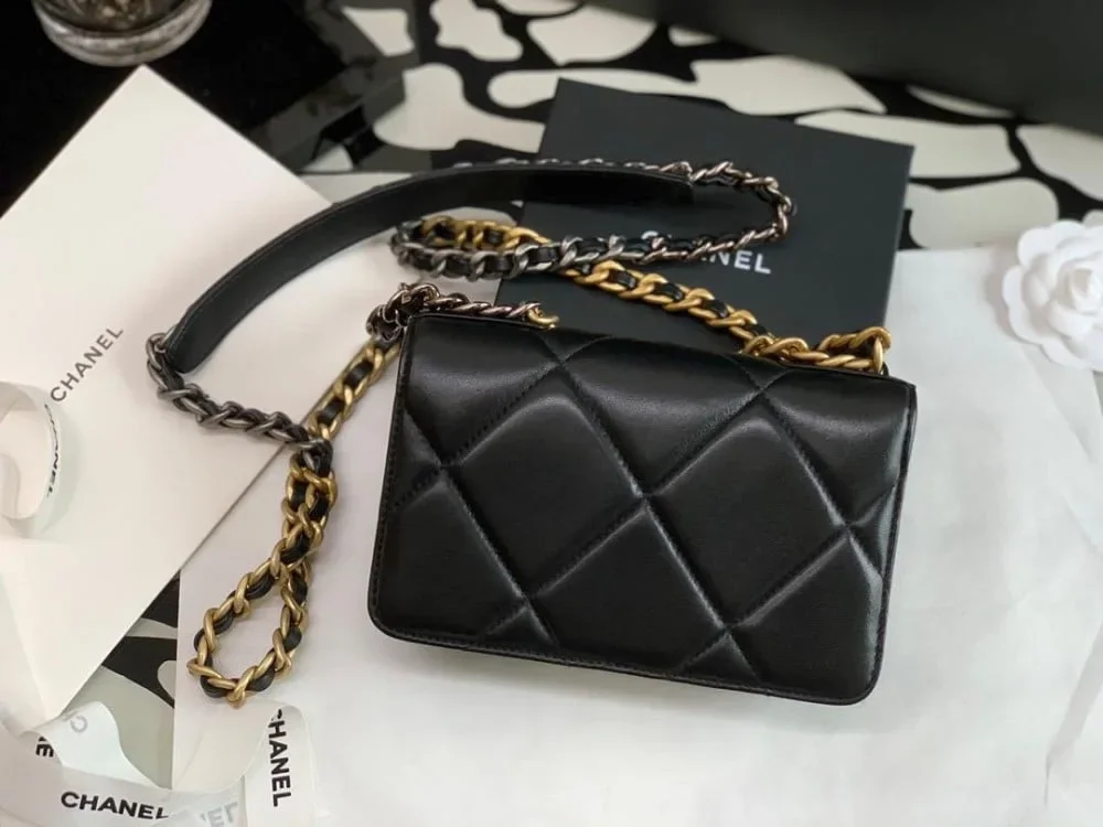 Chanel 19 wallet on chain in shiny lambskin Bag product view 2