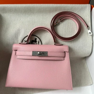 Hermès Mini Kelly 20 bag in Rose Sakura leather with silver hardware product photo