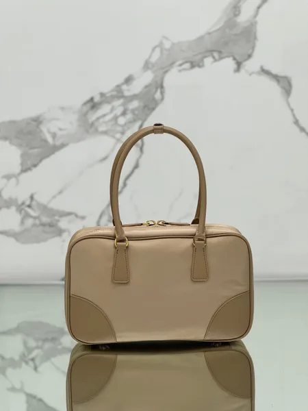 Prada Large Top Handle Bag 35 In Dried Moss Nylon And Calfskin Trim product view 2