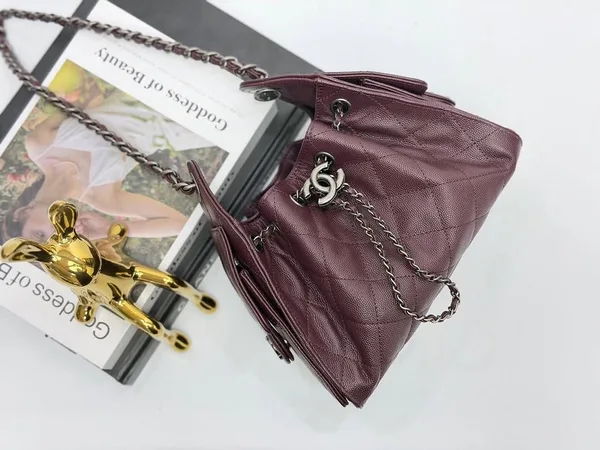 Chanel 25 Mini Burgundy Silver Hardware Bag product view 4
