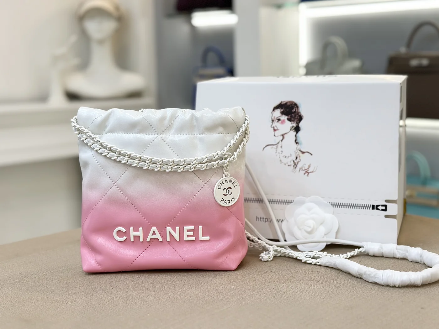 Chanel Handbag 22 Mini Mix White Pink Woman’s 20 cm product view 8