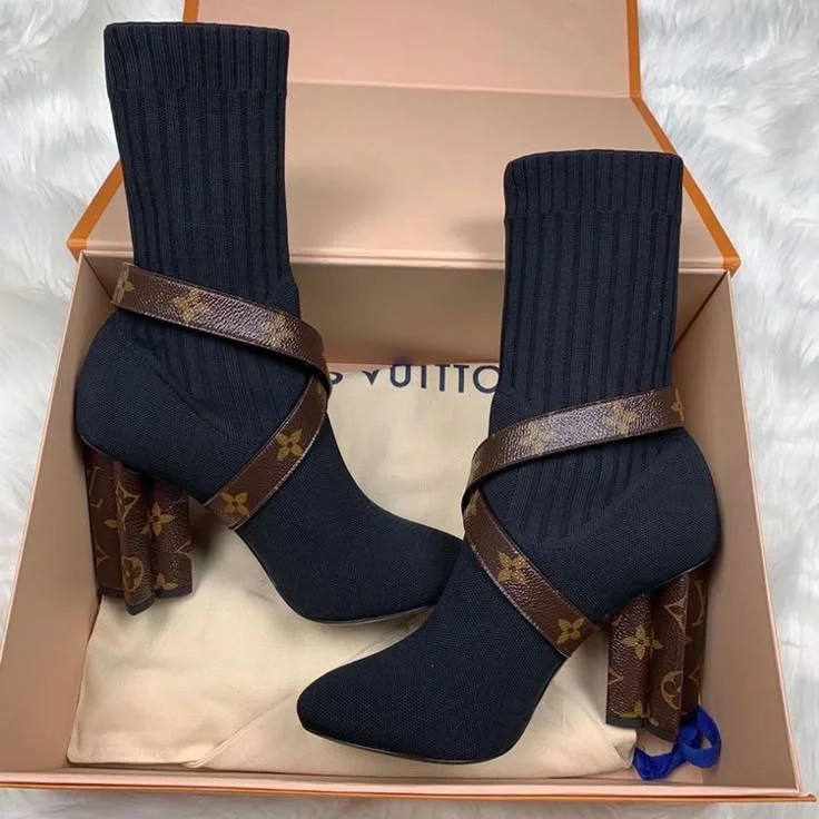 Louis Vuitton Silhouette Ankle Boots in black technical knit product view 1