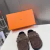 Hermès Women Brown Suede Buckle Mules product view 1