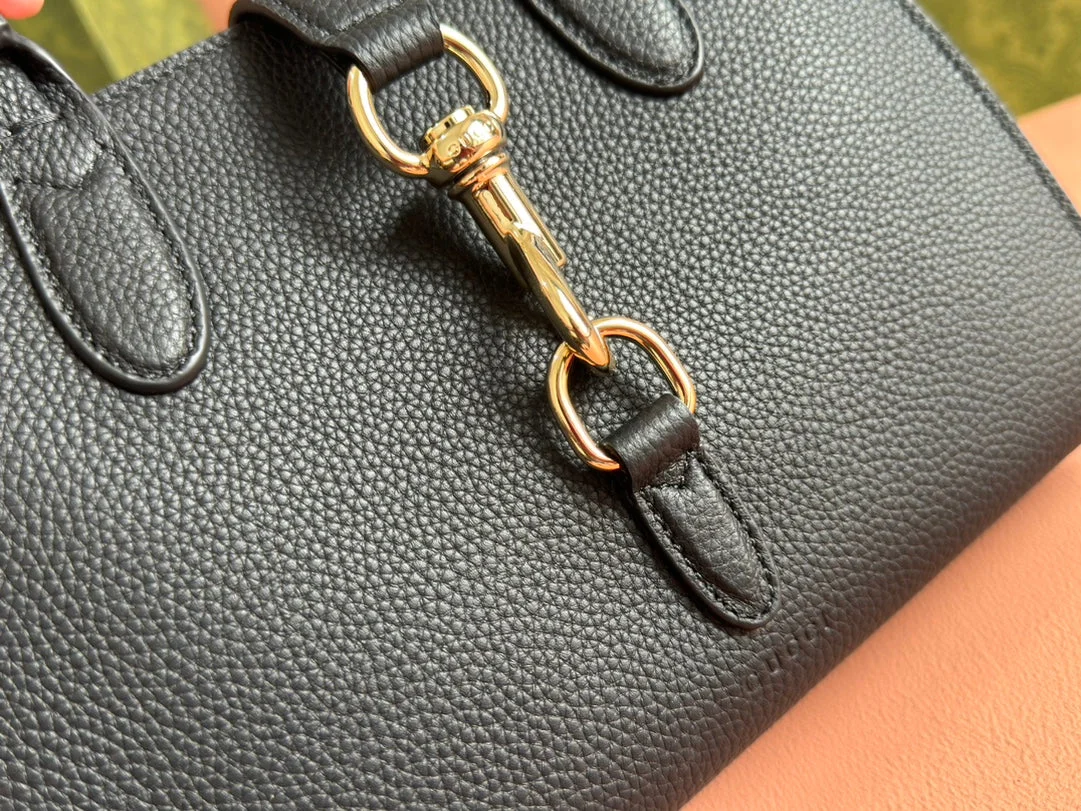 Gucci Jackie Small Tote Bag 24 In Black Calfskin Gold Hardware product view 7
