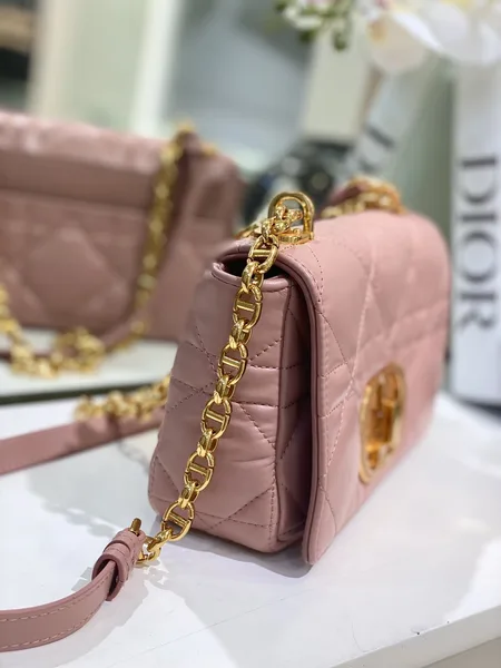 Dior Pink Plaid Women’s Handbag with Gold Lock 25 cm product view 8