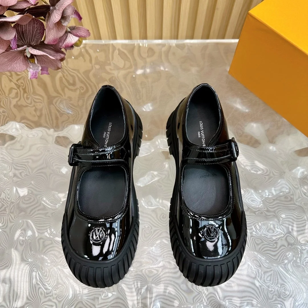 Louis Vuitton Women Black Patent Leather Mary Jane Loafers — Square Toe product view 6