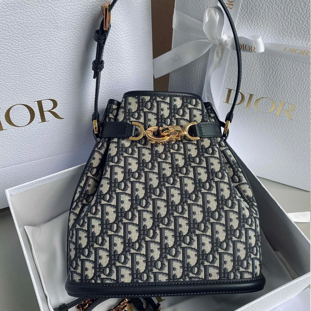 Dior Cest Canvas Backpack Embroidered Pattern Black 24x10x24.5 cm product view 1