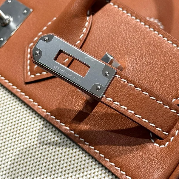 Hermès Birkin 25 cm In Veau Barenia Swift Ercu Toile Canvas Bag product view 6
