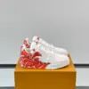 Louis Vuitton Men White Leather Sneakers With Red Floral Design product view 1