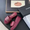 Chanel Women Burgundy Quilted Leather Slides — Chain-Woven CC Detail product view 3