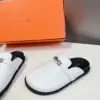 Hermès Women White Leather Mules — Rounded Toe with Black Sole product view 6