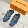 Louis Vuitton Women Blue Denim Leather Mules product view 1