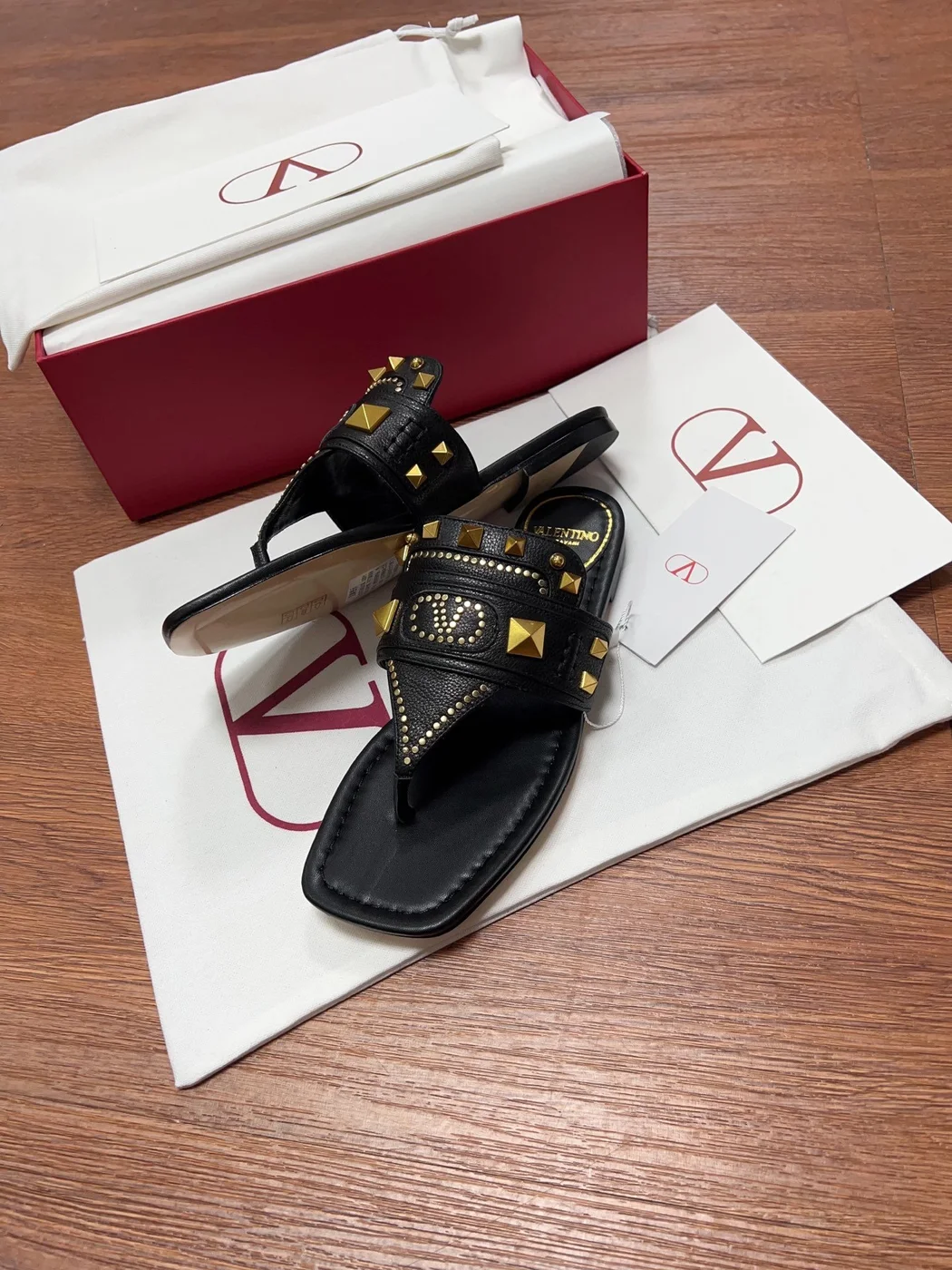 Valentino Women Black Studded Slingback Flats with Square Toe product view 4