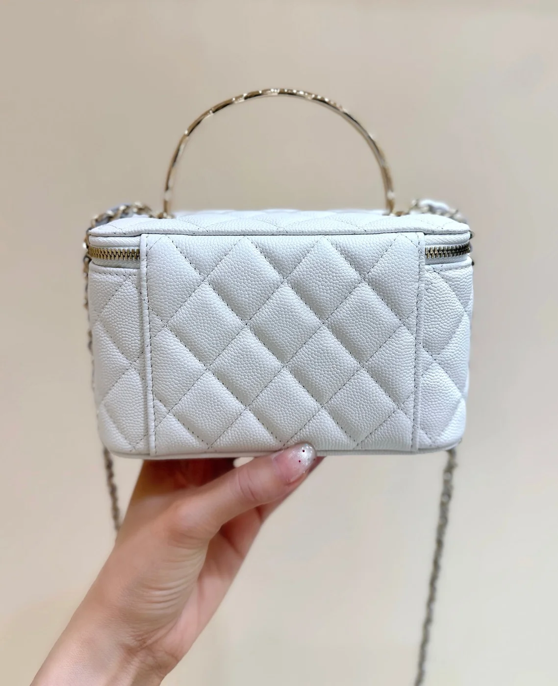 Chanel Vanity Case Small White Gold Hardware Bag product view 2