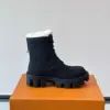 Louis Vuitton Men Black Leather Fur Lined Boots product view 6