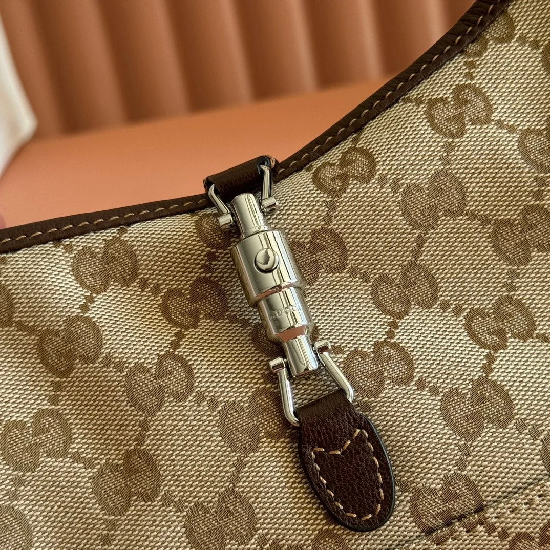 Gucci 25S Jackie Monogram 27 cm In Light Brown Canvas And Calfskin Bag product view 8