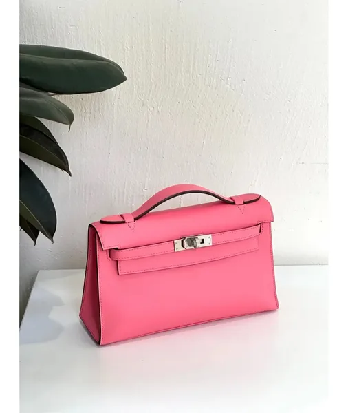 Hermès Kelly Pochette in swift leather Rose Azalee Bag product view 5