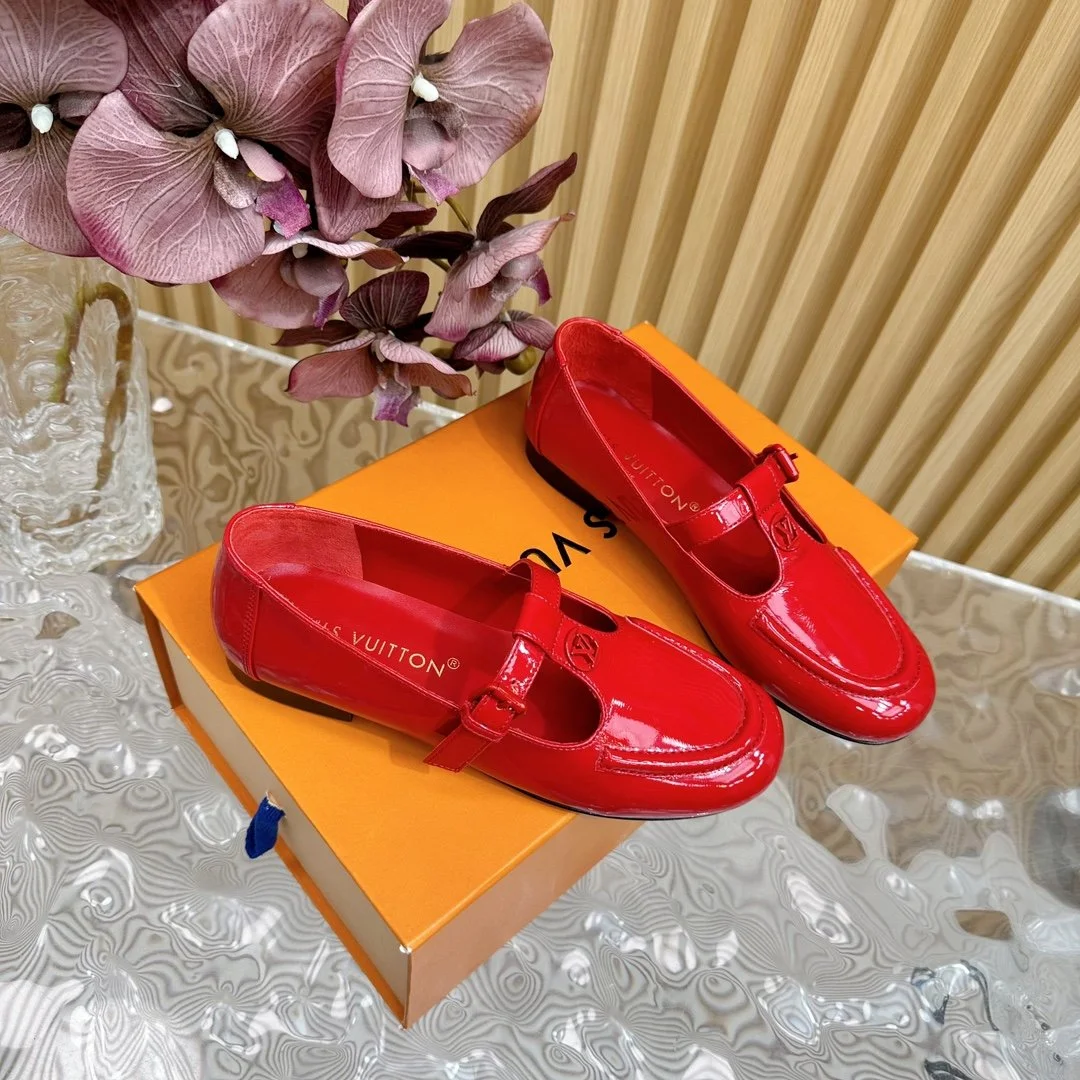 Louis Vuitton Women Red Patent Leather Loafers product view 3