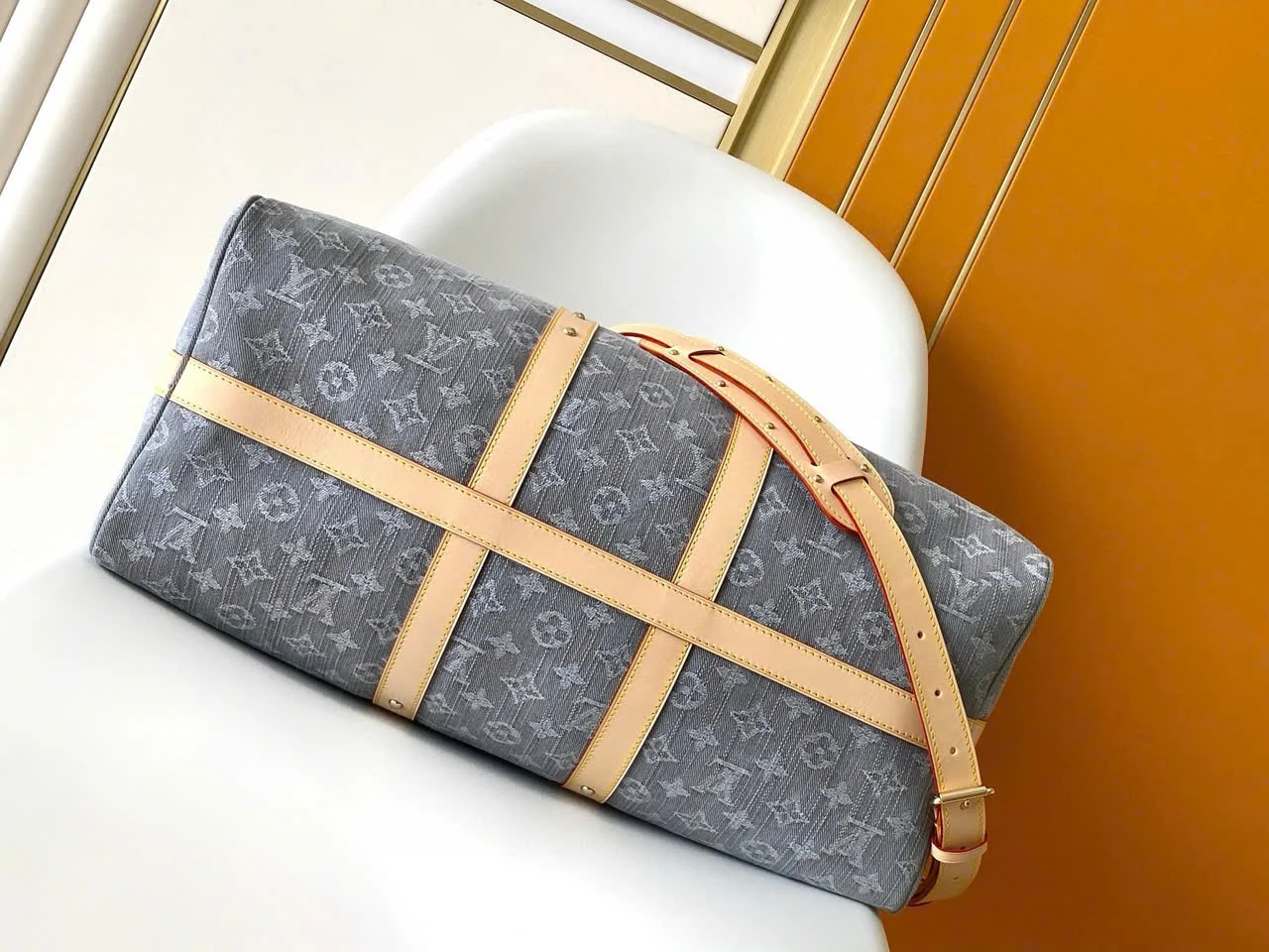 Louis Vuitton Keepall Denim bandouliere 55 Grey Bag product view 7