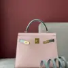 Hermès Kelly 25 Rose Sakura & Gris Perle Chèvre Epsom Leather Gold Hardware Bag product view 2