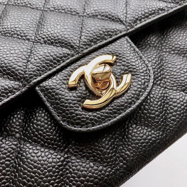 Chanel Flap Bag 25 In Black Caviar Leather Gold Hardware product view 9