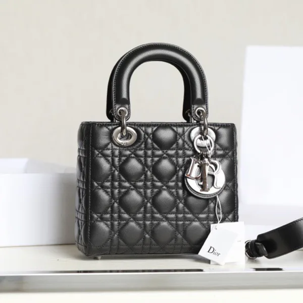 Dior My Lady Women’s Handbag Black Silver Lock 20x16cm product photo
