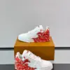 Louis Vuitton Men White Leather Sneakers With Red Floral Design product view 4