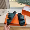 Hermès Women Green Sandals — Dark Teal Wide-Strap product view 6