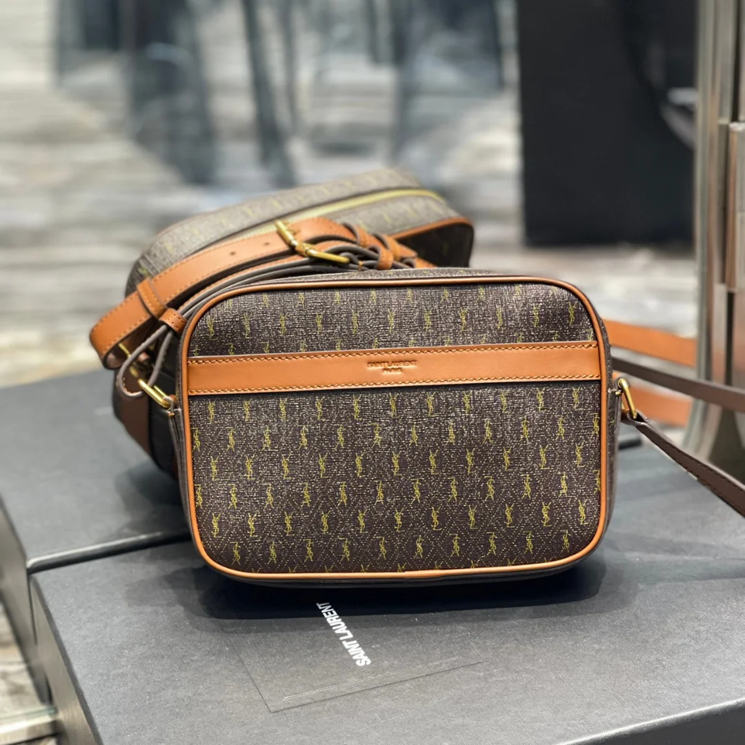 Saint Laurent Canvas Smooth Calfskin Le Monogramme Camera Bag Chestnut product view 1