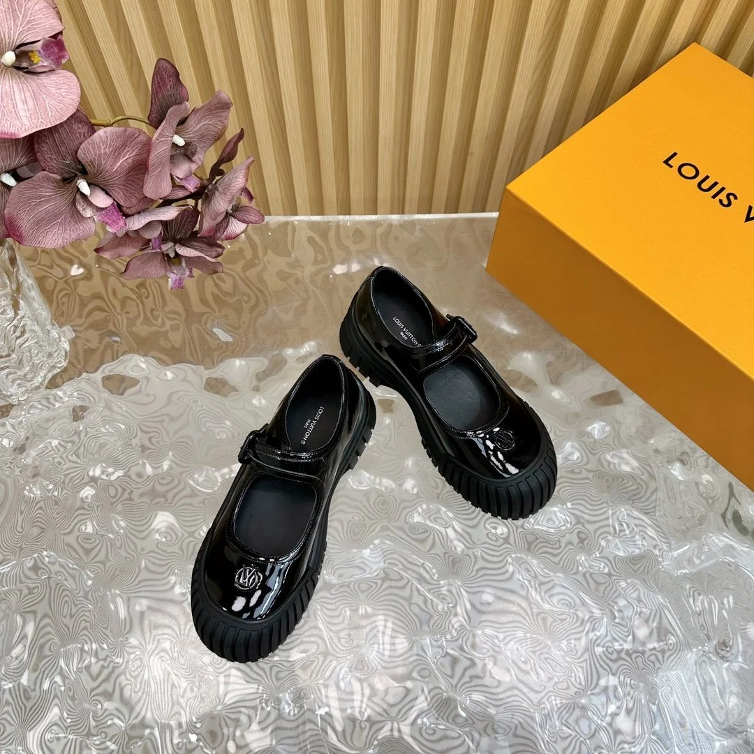 Louis Vuitton Women Black Patent Leather Mary Jane Loafers — Square Toe product view 1