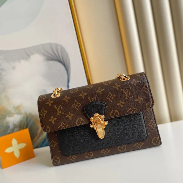 Louis Vuitton Victoire Monogram Pattern Handbags 27x20x10cm — Black Front Panel product photo