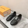 Louis Vuitton Women Black Leather Sneakers — Outlined LV Side Detail product view 1