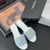 Chanel Women Quilted-Fabric Slides — Pale Blue and White product view 6