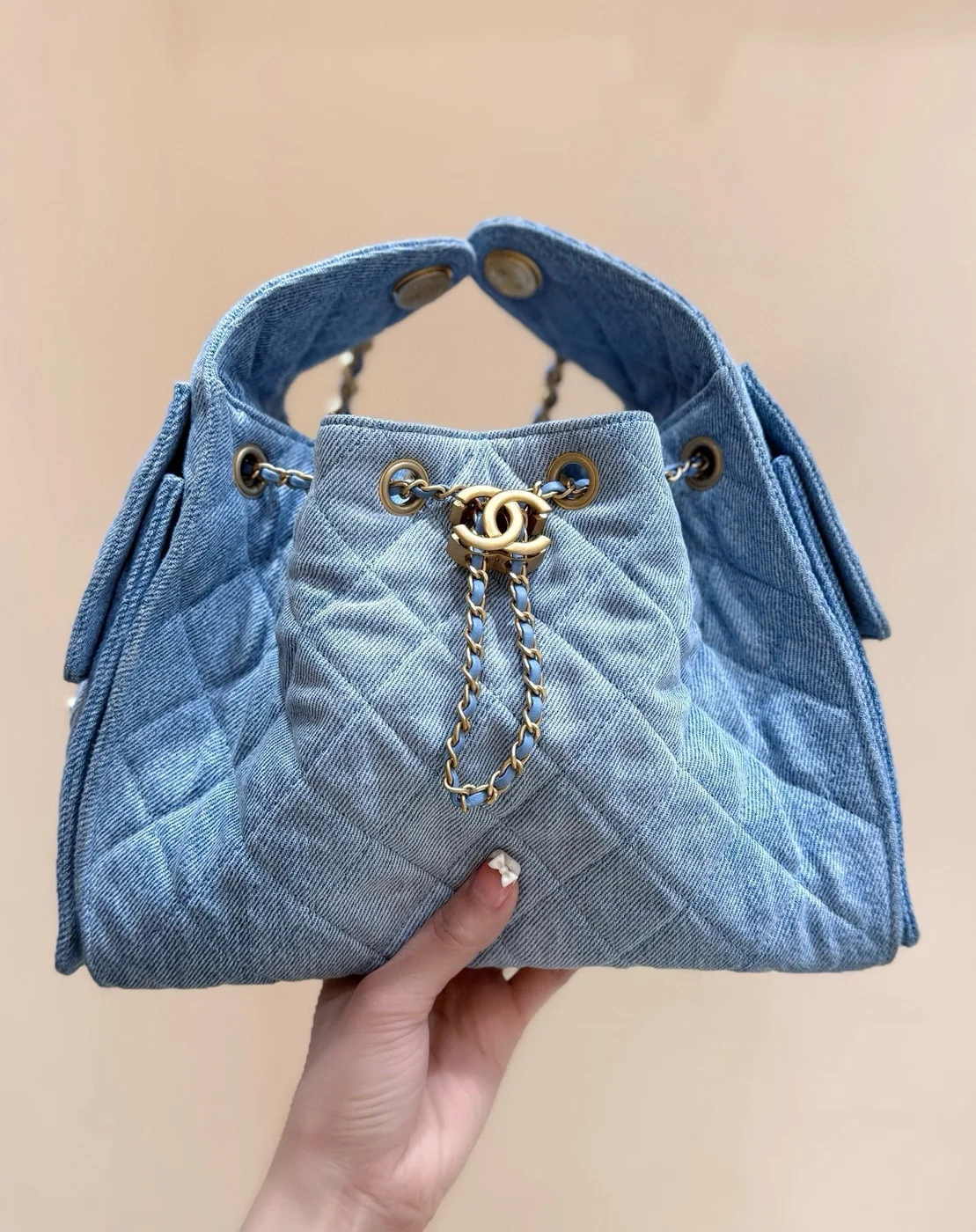Chanel 25 Small In Blue 30 Denim Gold Hardware Bag product view 5