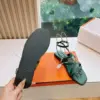Hermès Women Green Sandals — Dark Green Link-Detail T-Strap product view 2