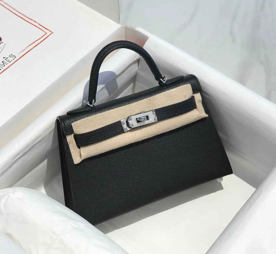 Hermès Mini 20 Black Epsom Silver Hardware Bag product view 5