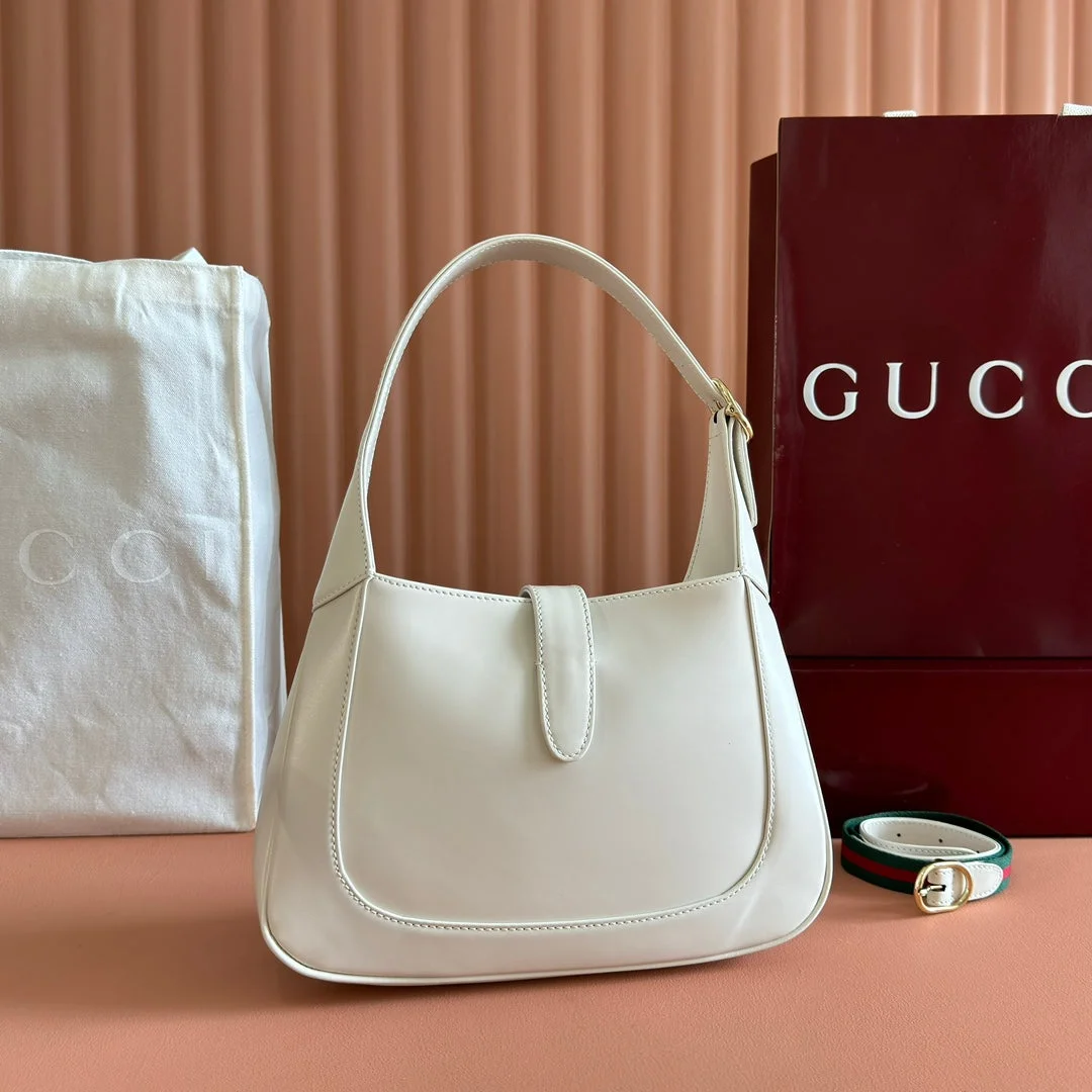 Gucci Jackie Small Shoulder Bag 27 In White Calfskin Gold Hardware product view 2