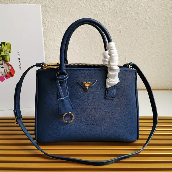 Prada Pra Galleria 28 Bag In Navy Blue Saffiano Leather product photo