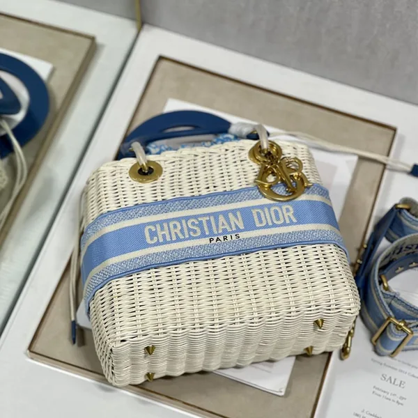 Dior Lady Wicker Bag — Blue Trim product view 4