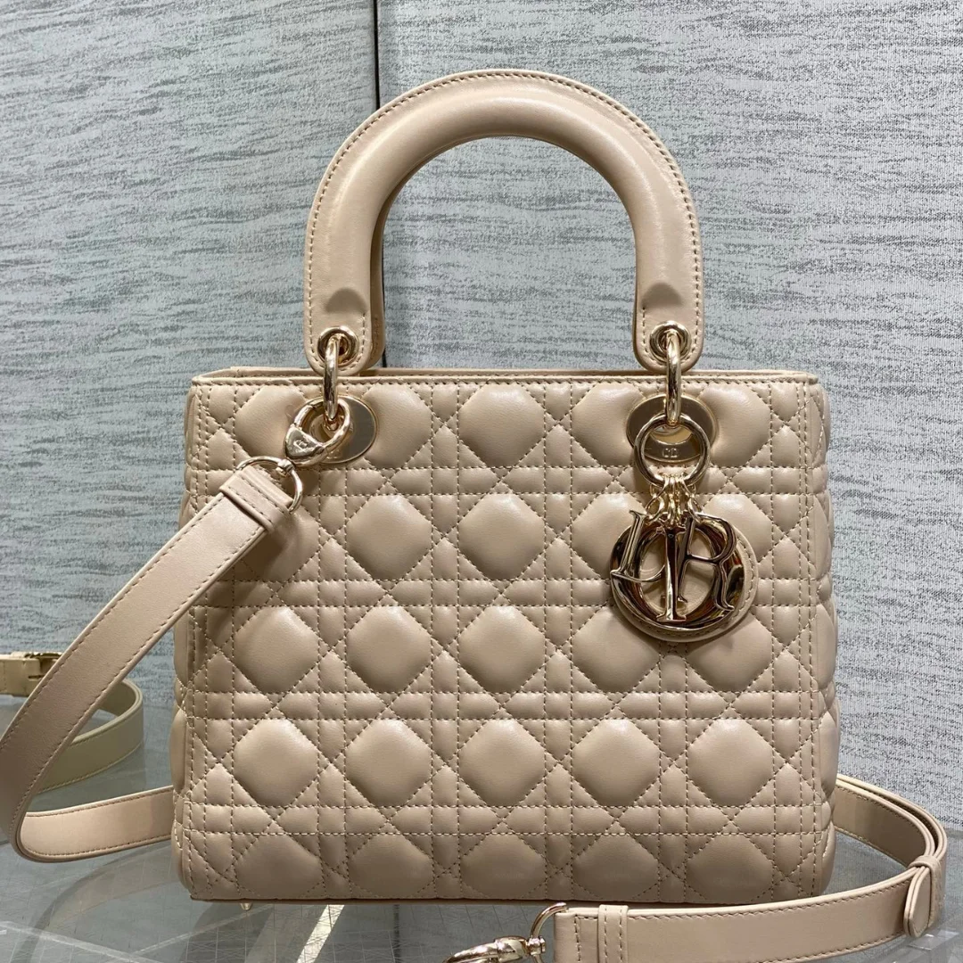 Dior small Lady Dior bag in Beige Cannage product view 1
