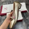 Valentino Women Gold Leather Embellished Flats product view 3