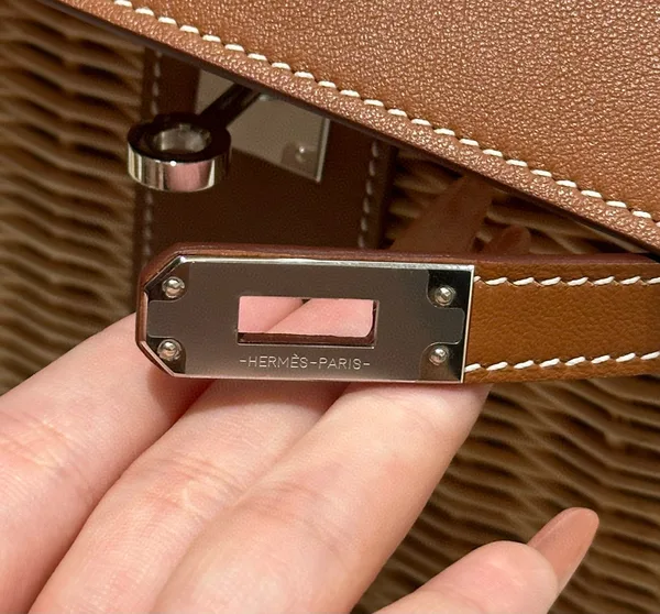 Hermès Kelly Picnic Handbag In Brown & Natural Leather And Wicker Silver Hardware product view 2