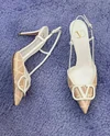 Valentino Women White Mesh Slingback Pumps product view 4