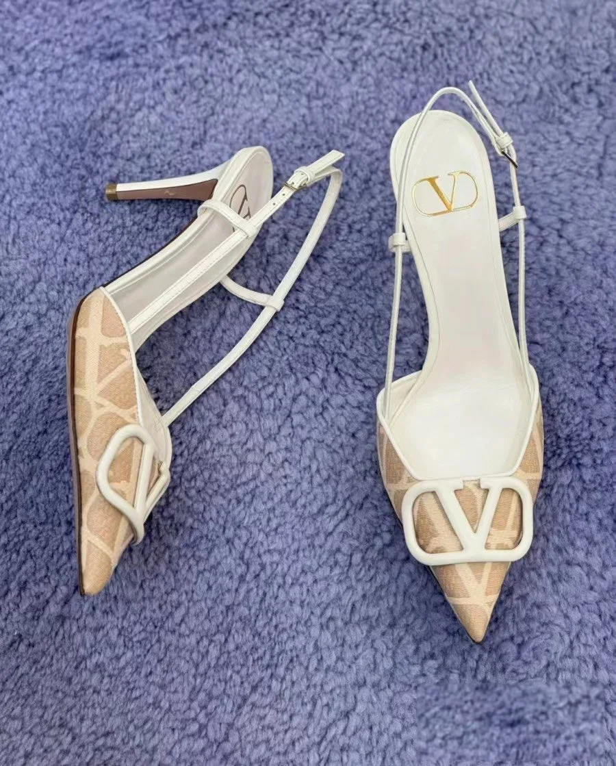 Valentino Women White Mesh Slingback Pumps product view 4