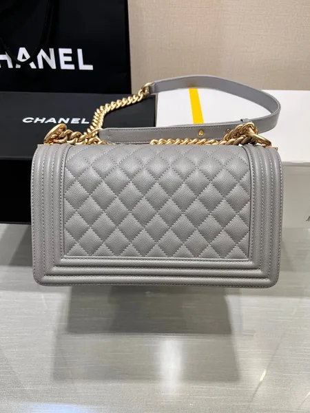 Chanel Boy Bag Medium 25 Grey Caviar Gold Hardware product view 5